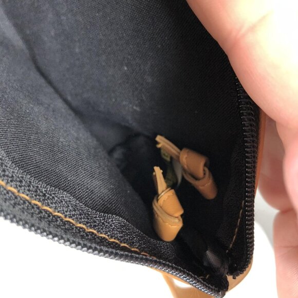 Vintage Fendi Roma Italy 1925 Striped Cosmetic Clutch Bag Leather Trim - Picture 9 of 16